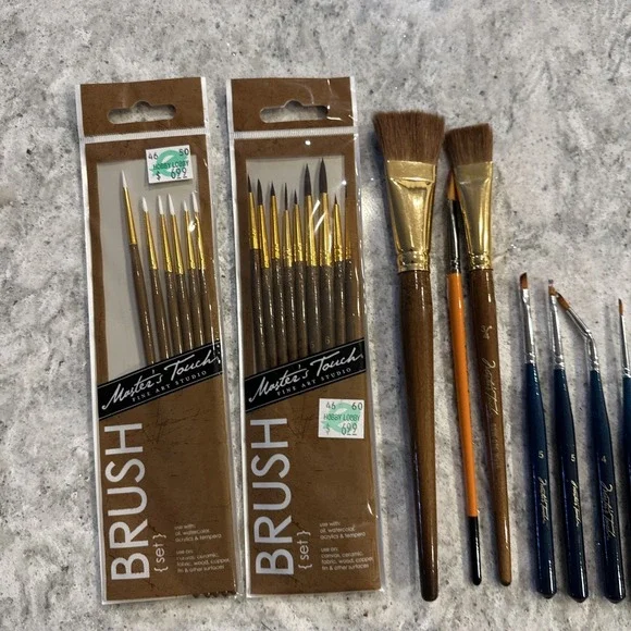 Lot Of Vintage Oil Paint Brushes 40 Winsor & Newton Robert Simmons Master Touch - Picture 4 of 16